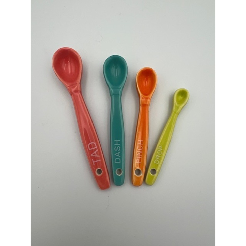 Temp-tations Ceramic Measuring Spoons Set Tad Dash Pinch Drop Multi-Color 4pc